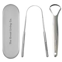 The Great Living Co Ayurvedic Stainless Steel Tongue Cleaner/Scraper Set